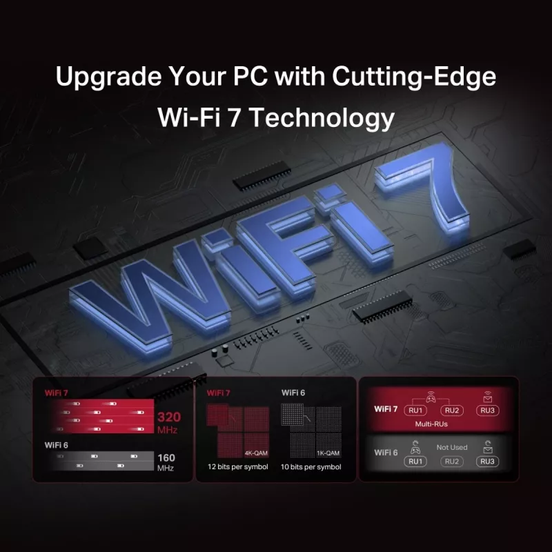 PCIe Tri-Band WiFi 7 adapter MERCUSYS MA47BE — high-speed wireless connectivity