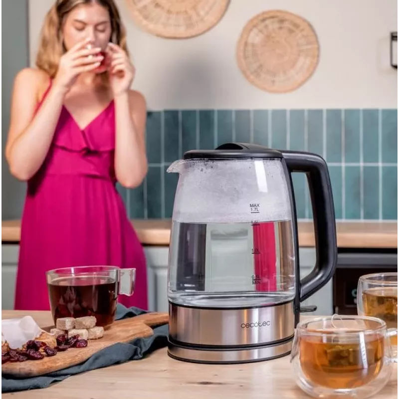Cecotec Kettle | ThermoSense 340 Clear | Electric | 2200 W | 1.7 L | Glass | 360° rotational base | Clear