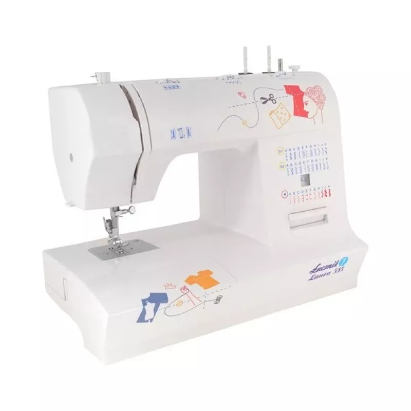 Sewing machine lucznik Laura 555 — mechanical, 5 stitch patterns, 4-step buttonhole, free arm, 35 programs