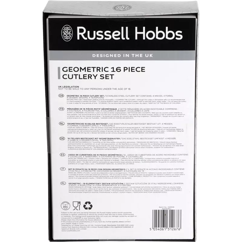 Cutlery set Russell Hobbs RH01519EU7 16 pieces geometric design, stainless steel