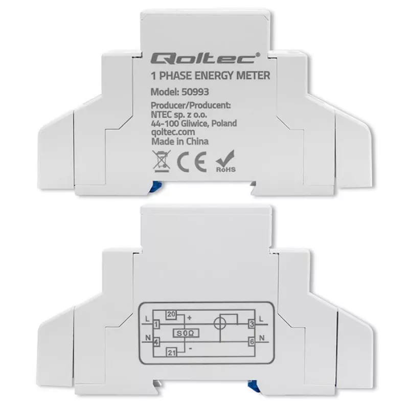 Single phase electronic meter QOLTEC 50993 230V 30A