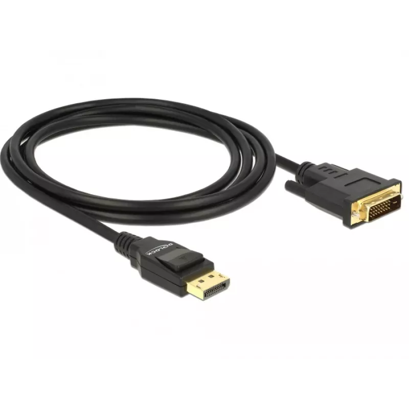 DeLOCK - Videokabel - Single Link - DisplayPort (M) bis DVI-D (M) - DisplayPort 1,2a - 2,0m - passiv - Schwarz (85313)