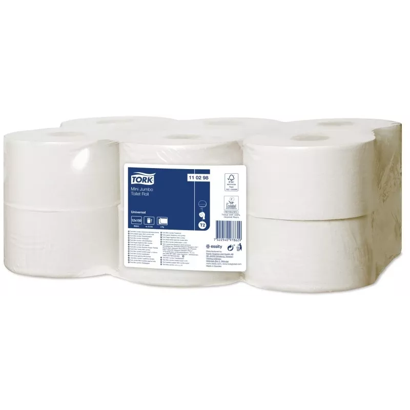 Toilet paper Tork Universal Mini Jumbo T2, 2 layers, 9.1cm x 150m, white 12 pcs