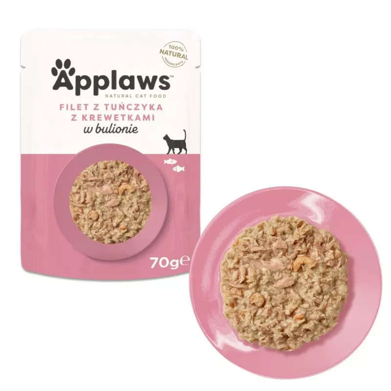 Applaws Tuna Fillet with Prawn in Broth Wet Cat Food, 70 g