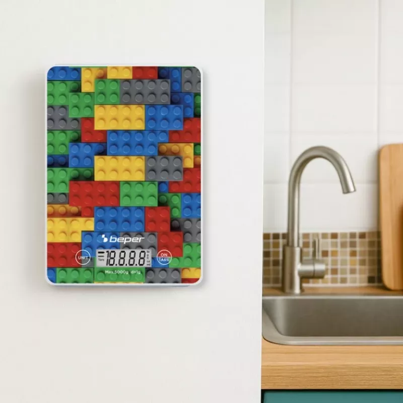 Kitchen scale Beper P102BIL005 - digital, 5 kg, 1 g, colorful bricks