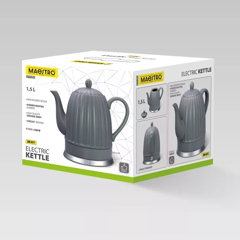 Electric kettle Maestro MR-077, 1.5 L, 1500 W, ceramic housing, grey