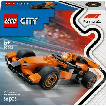 LEGO City F1 Racer McLaren Racing Car 60442 — building set, 86 pieces, 1 minifigure, age 6+