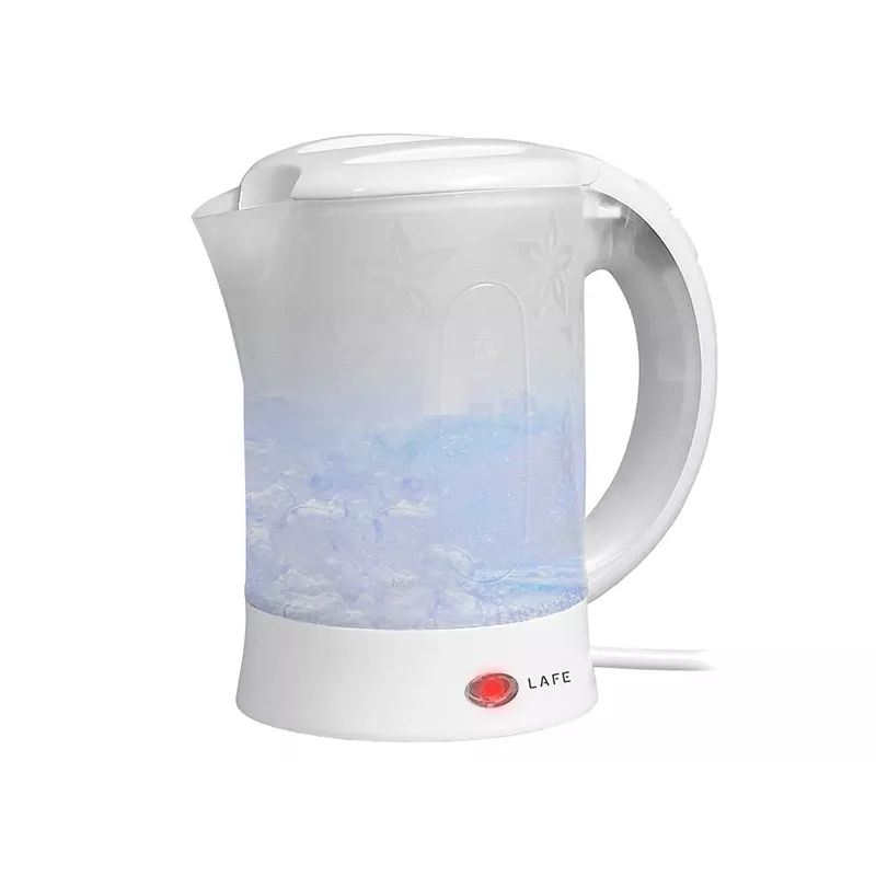 Electric kettle LAFE LAFCZA45865, stainless steel, 0.6 L, 600 W, light grey, hinged lockable lid