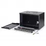 DIGITUS SOHO PRO 7U Wall-Mounted Network Cabinet Set, 19 inch, 60 kg Load, IP20, with 24-Port Cat6A Patch Panel, 24 Shielded Keystone Modules, 30x 0.25m S/FTP Patch Cables, 1U Shelf, 1U Power Strip, Black