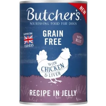 Wet dog food butcher's Original Mega pack — mixed pieces in jelly, 6 x 400 g, 82% moisture, 7.5% protein, 5% fat