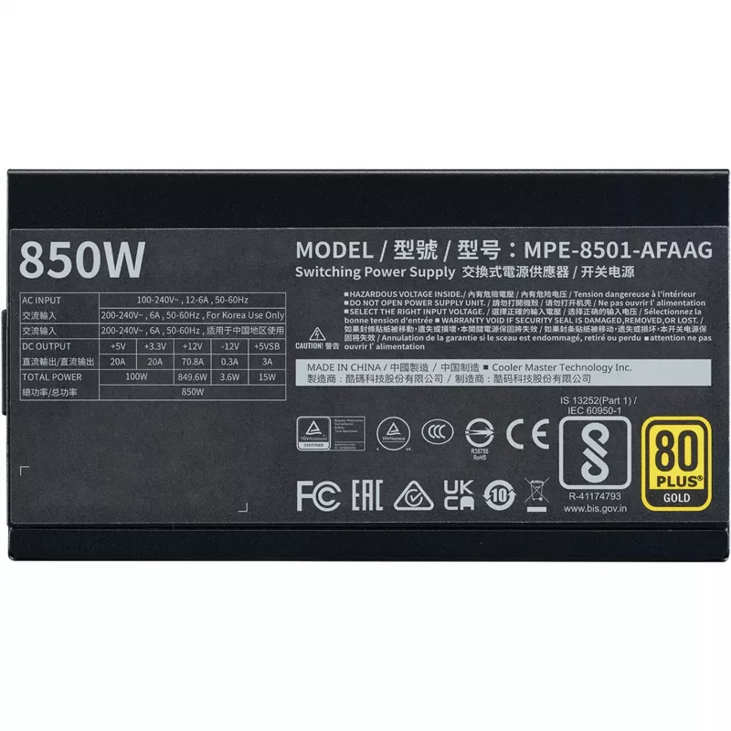 Power Supply Unit Cooler Master MWE Gold 850 V2 850W