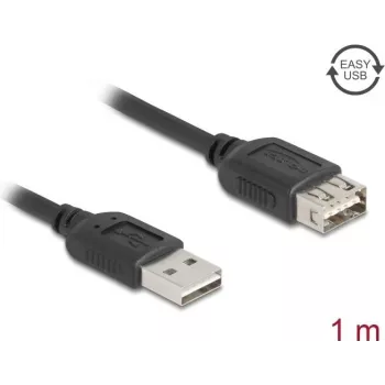 USB A to USB A cable DELOCK 81512 — USB 2.0, 1 m, black, gold-plated contacts