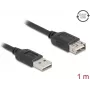 USB A to USB A cable DELOCK 81512 — USB 2.0, 1 m, black, gold-plated contacts