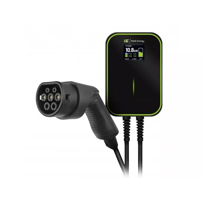 Electric Vehicle Charging Station Green Cell EV14 22 kW Black Aluminium Wall