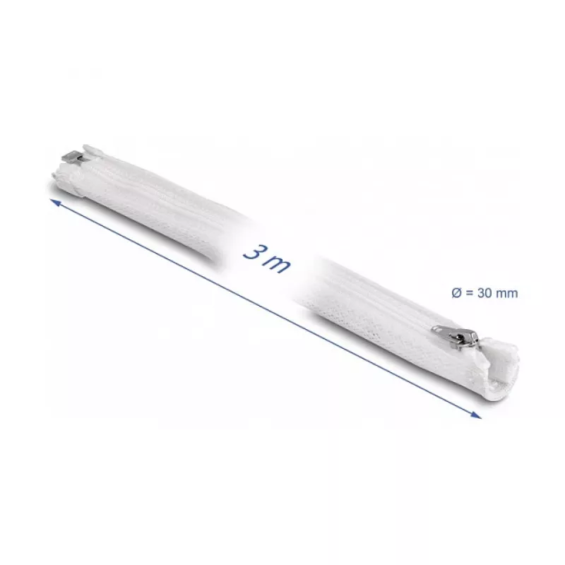 Braided Sleeve DeLOCK 20834 3m x 30mm White