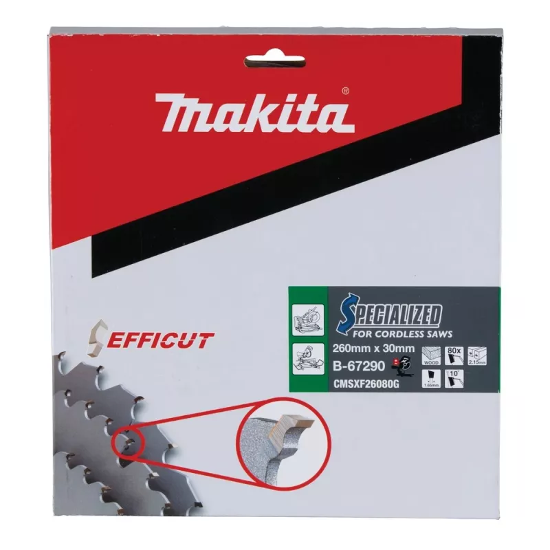 T.C.T. saw blade 260X2.15X30mm 10° T80 EFFICUT