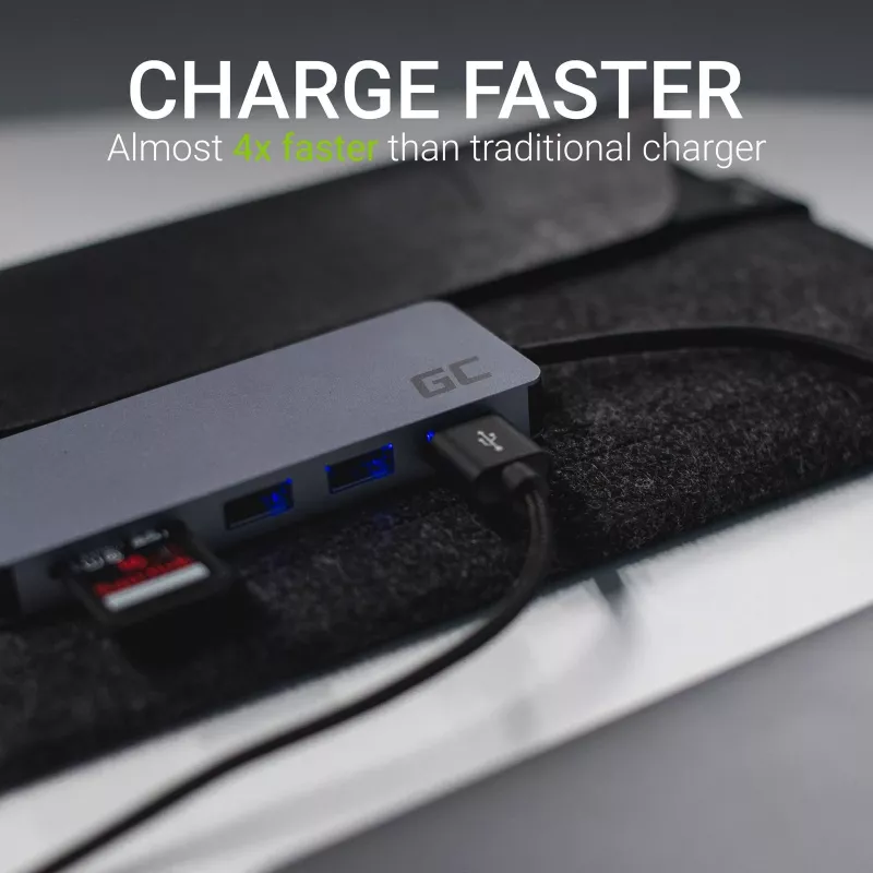 Green Cell AK50 - USB 3.2 Gen 1 (3.1 Gen 1) Type-C - USB 2.0 - USB 3.2 Gen 1 (3.1 Gen 1) Type-A - USB 3.2 Gen 1 (3.1 Gen 1) Type-C - MicroSD (TransFlash) - SD - Silver - Apple MacB