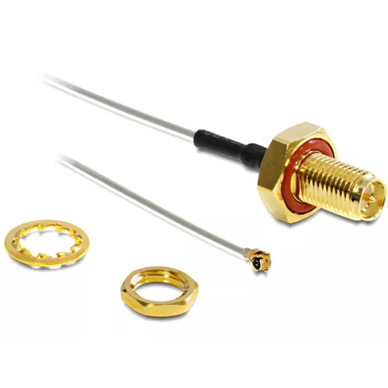 Signal Cable DeLOCK 88458 0.1 m Black Gold Grey Red Silver