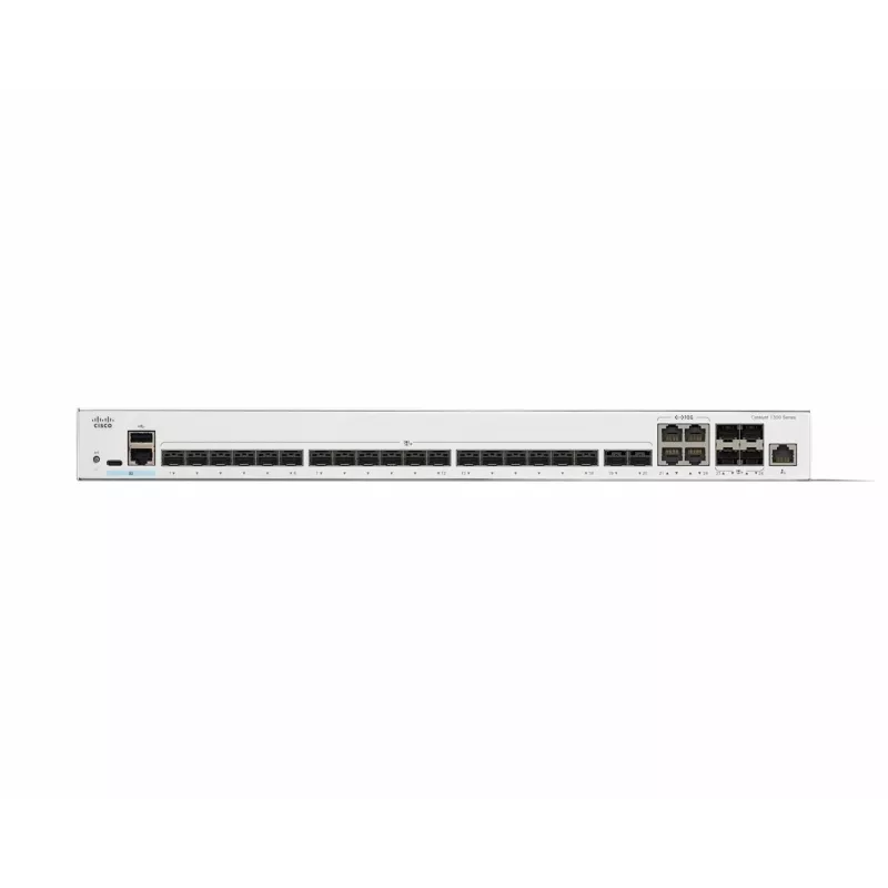 Network switch Cisco Catalyst C1300-24XS Managed L2/L3, 480 Gbit/s switching capacity, RJ-45/USB-C console, 16,000 MAC table, grey, 4.15 kg