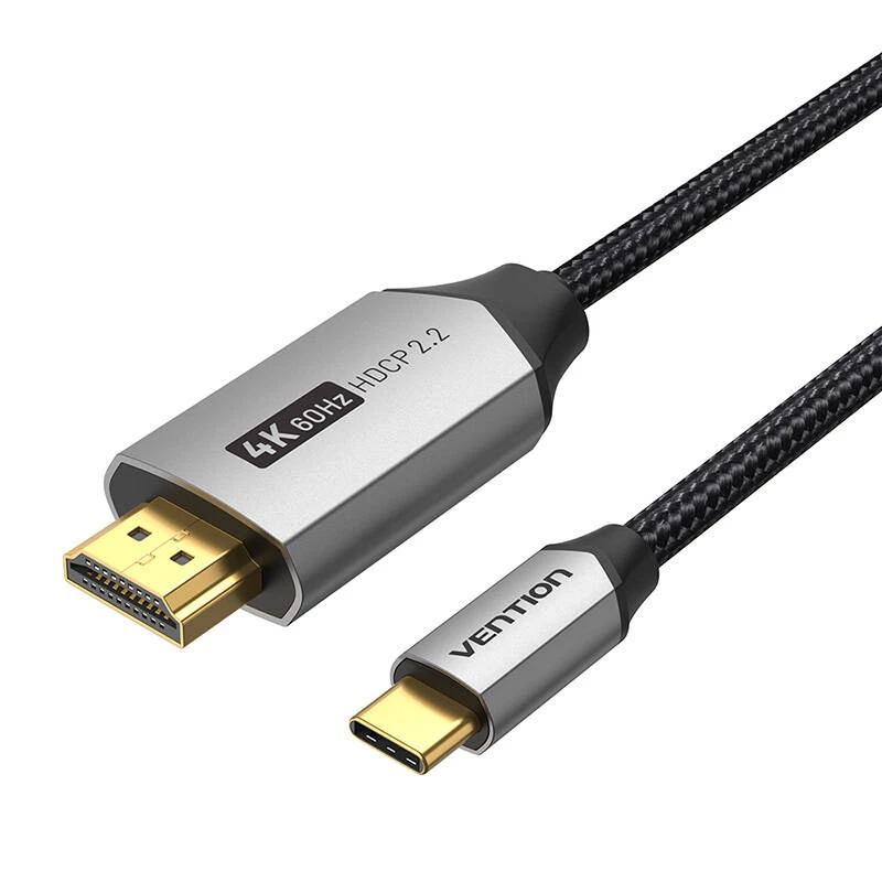 Vention USB-C to HDMI cable CRBBH — 2 m, 4K@60Hz, black, USB-C to HDMI