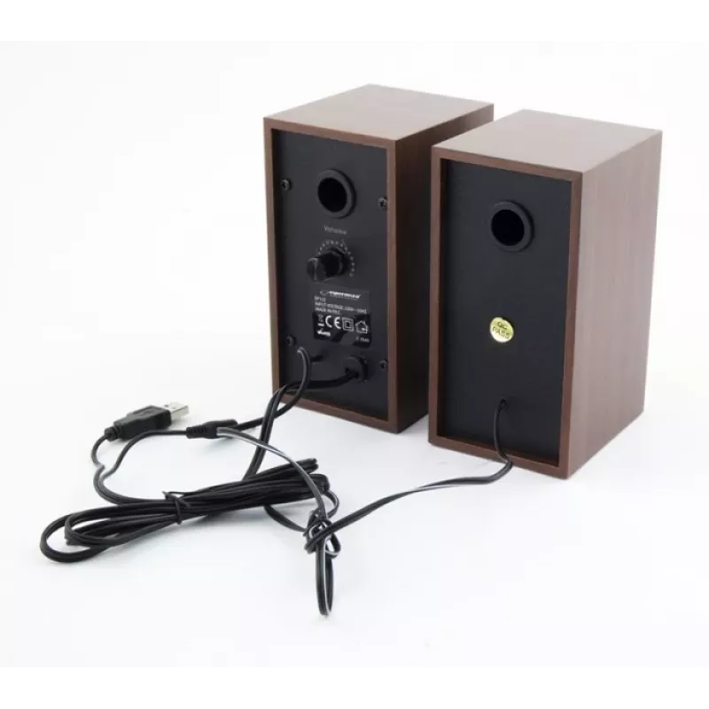 Speakers ESPERANZA EP122 2.0 wired desktop speakers, 2×6W RMS, wooden housing, rotary volume, 60–20000 Hz