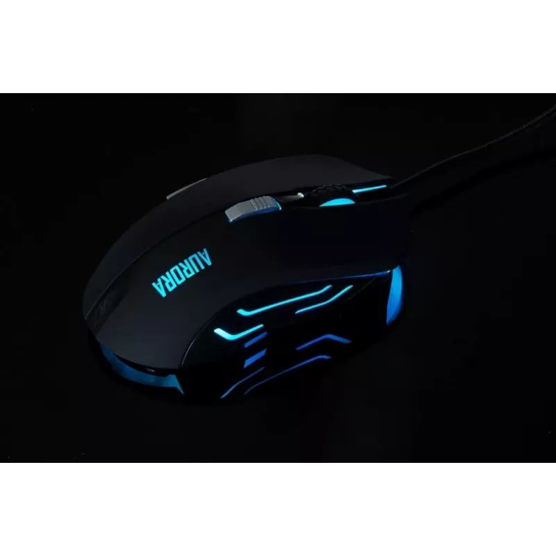 Wired optical mouse IBOX Aurora A-1 — right-hand, 6 buttons, 2400 DPI, USB Type-A, LED illumination, 1.8 m cable