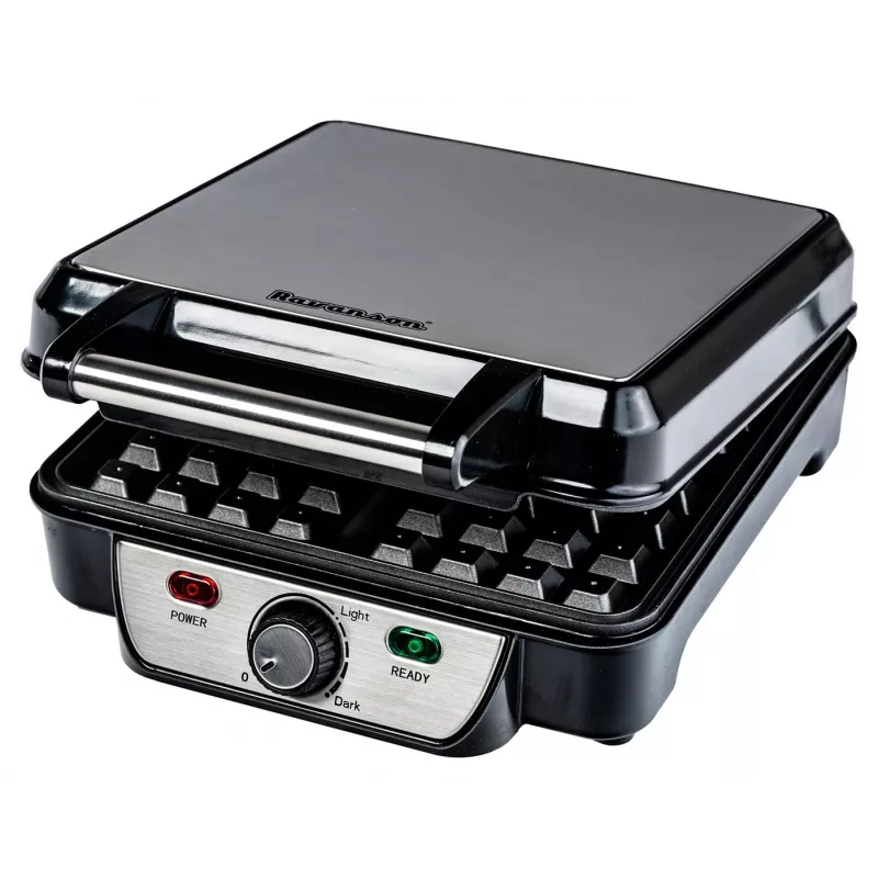 Waffle iron Ravanson GR-7030 — 4 waffles, 1100 W, non-stick plates, adjustable thermostat, cool-touch handle