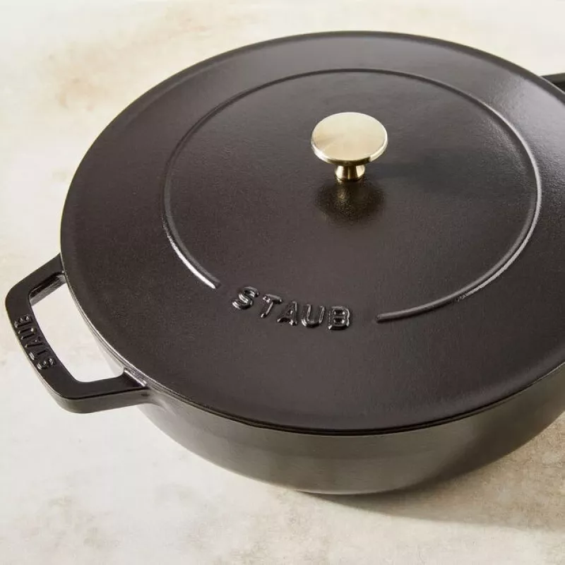 Saute Pan ZWILLING STAUB BRAISERS Round 28 cm, black, bottom Ø 22.2 cm