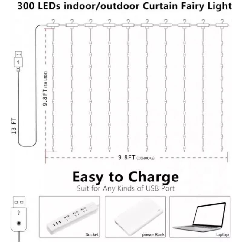 LED light strip OEM X0013lX27J — 300 LEDs, warm white