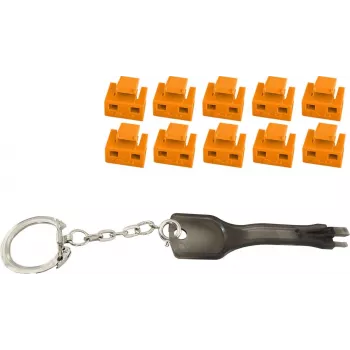 RJ45 Port Blocker ShiverPeaks BS08-01035 — 1 Key, 10 Orange Locks