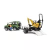 Toy Vehicle BRUDER Land Rover Defender with trailer CAT and man