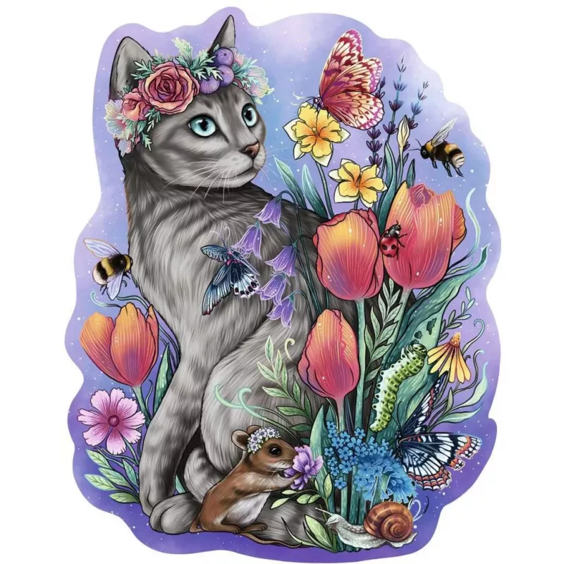 Wooden Puzzle Spring Cat (150 Pieces)