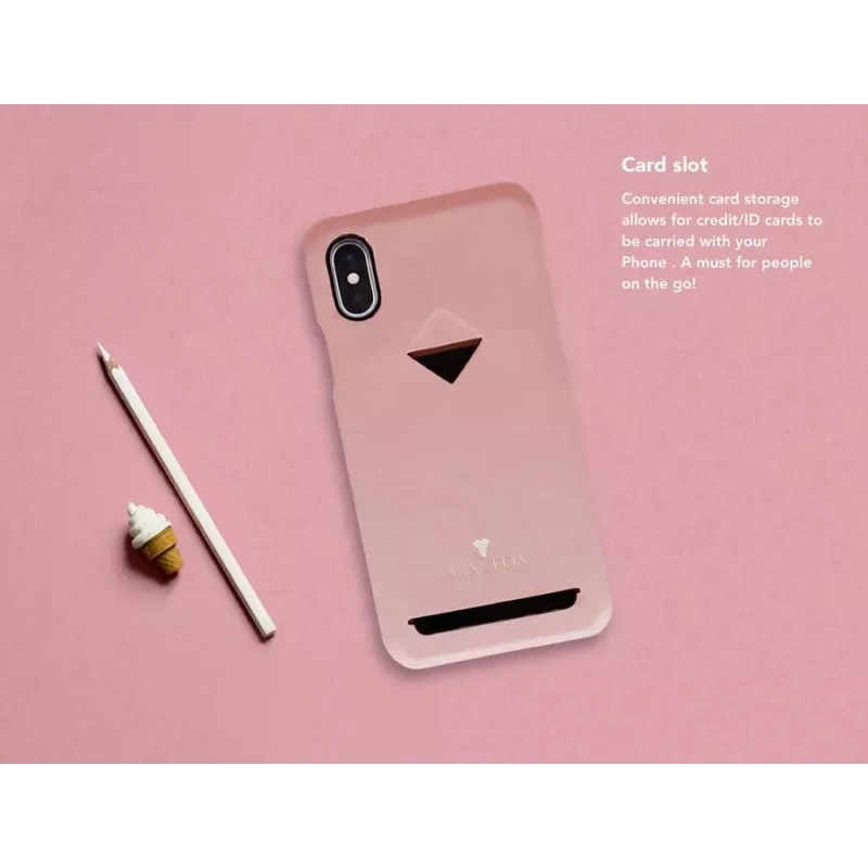Card Slot Back Shell VixFox for iPhone X/XS — Pink protective phone case with card pocket