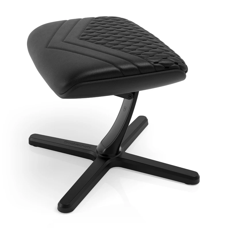 Footrest noblechairs NBL-FR-RL-BLK — black, genuine leather, aluminium frame, 490×400×450 mm, tilt 0–45°