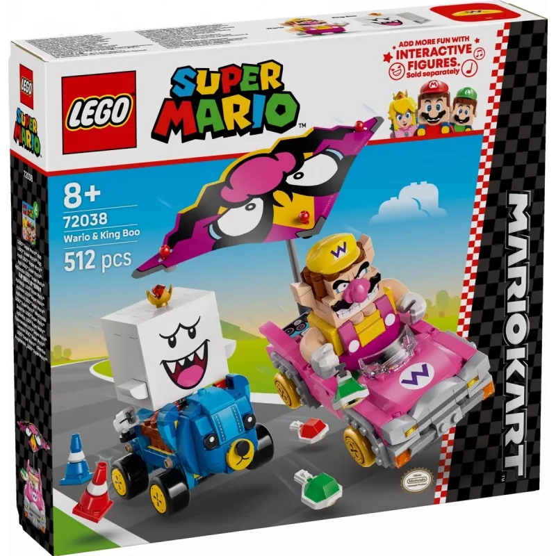 LEGO construction toy set 72038 Super Mario Mario Kart Wario King Buu Huu – character figures and track elements