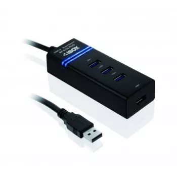 USB 3.2 Gen 1 Type-A 4-port hub IBOX IUH3FB, 5000 Mbit/s, black, 0.5 m cable