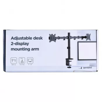 Monitor mount Gembird MA-D2-01 for 2 displays up to 32 inch, VESA 75x75–100x100, clamp, 18 kg, black