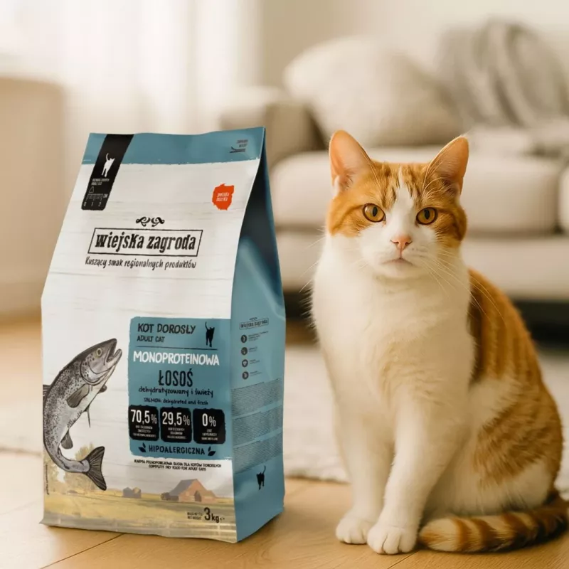 Dry Cat Food wiejskazagroda Monoprotein Salmon Adult 3 kg - grain-free, single-protein, 38% protein, 20% fat