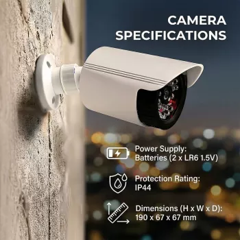 Dummy tube camera with IR LEDs, CEE IR1800 W — non-functional surveillance deterrent
