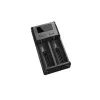 Battery Charger Nitecore NEW i2 — 2‑bay charger for LiFePO4, Li‑Ion, NiMH; input 100–240V; output 9–12V; supports AAAA/C/D/AAA/AA; black