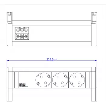 Power strip Bachmann DESK 3xCEE 902.0292 — desktop power module with three CEE outlets
