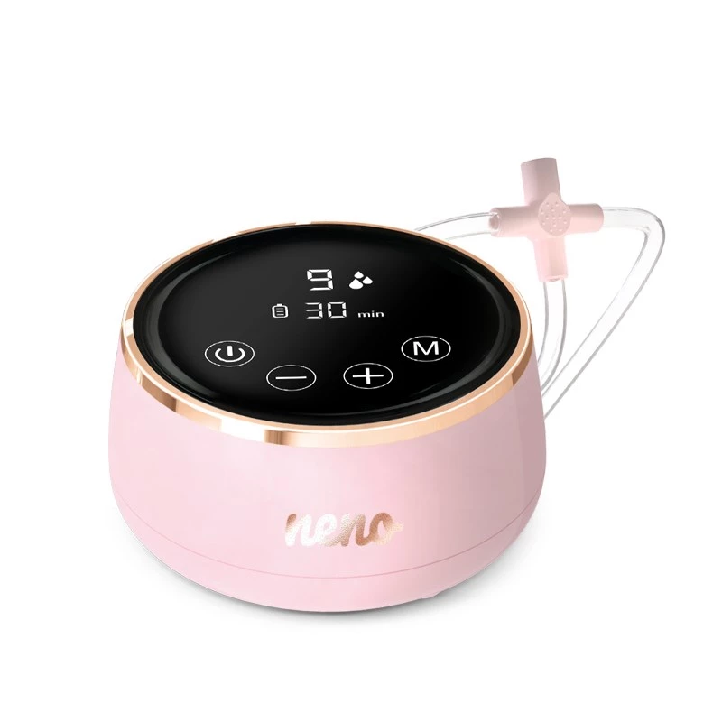 Electric breast pump neno Bella Twin — electronic, 150 ml bottles, 6 stimulation / 9 suction levels, USB Li‑Ion battery, pink/transparent