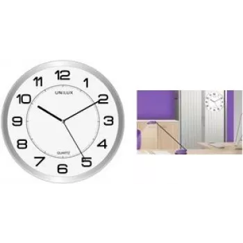 Wall clock unilux MAGNET quartz, magnetic silver, Ø 310 mm, rear magnet for mounting