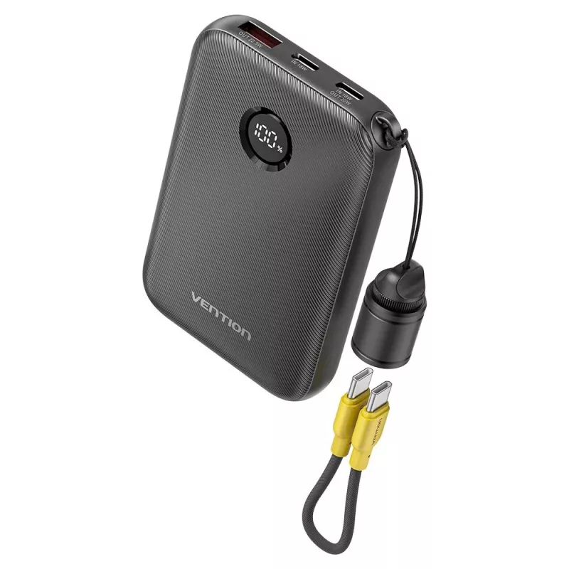 Power bank Vention FKAB0-C 10000 mAh, 2× USB-C + 1× USB-A, 22.5 W, Black