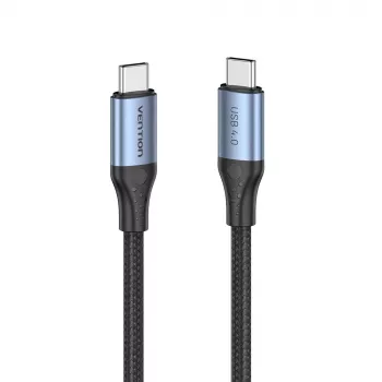 Vention USB4 Gen 3x2 Type-C to Type-C Cable 1 m, 5A, Aluminum Alloy, Cotton Braided