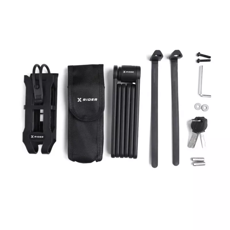 Folding bike lock MANTA XR00FL01 — segmented design for frame mounting