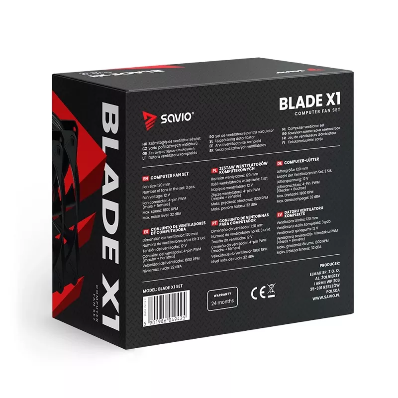 All-in-one liquid cooler SAVIO BLADE SET 120 mm fan 1800 RPM 32 sone Black