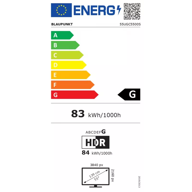 LED LCD television BLAUPUNKT 55UGC5500S 55 inch 4K UHD, HDMI/USB, wide viewing angle, Energy class G