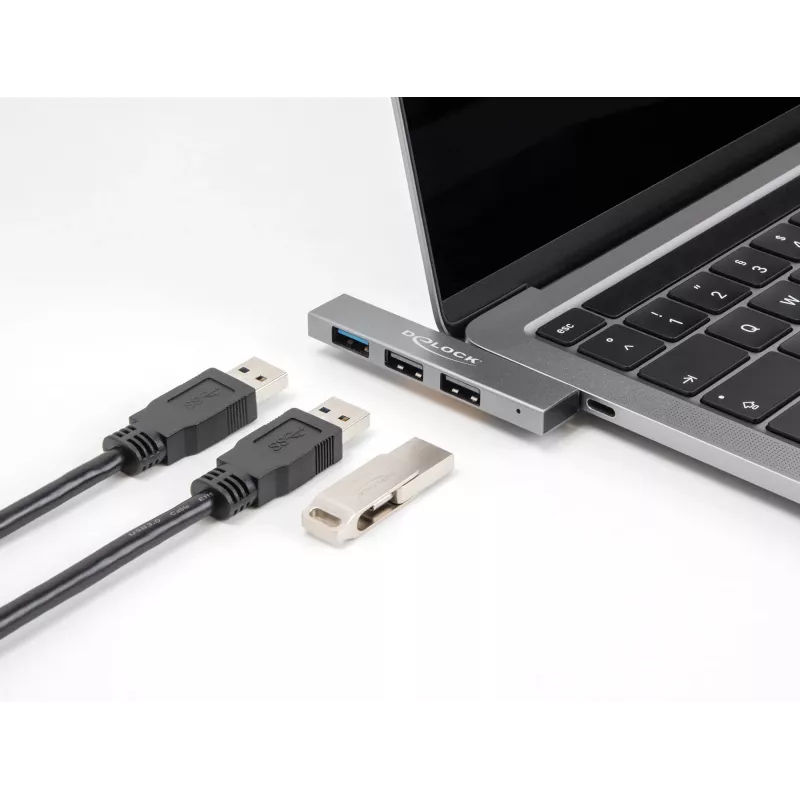 DeLOCK 3 Port Slim USB Hub USB Type-C 10 Gbps 2 x USB 2.0