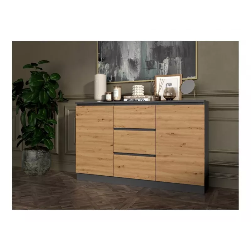 2D3S chest of drawers 120x30x75 cm, anthracite/artisan
